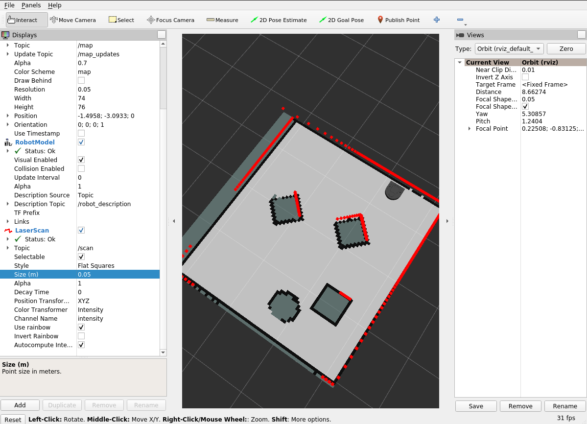 An occupancy grid map that has been completely explored